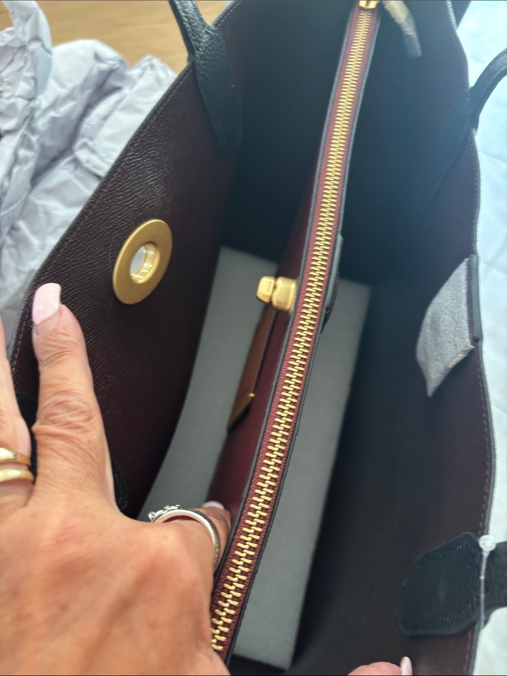 Coach Willow Large Pebbled Leather Tote with Gold Accent - Picture 5 of 9